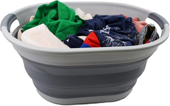 SAMMART 28L Oval Collapsible Plastic Laundry Basket - Image 8