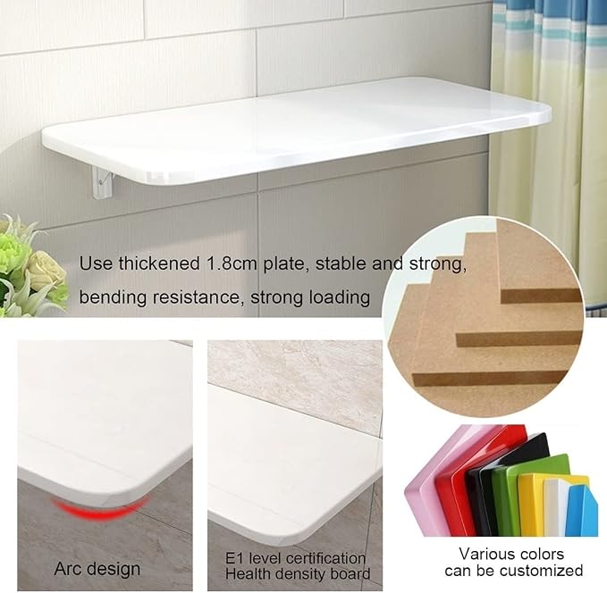 Laundry Folding Table, Wood Wall Mounted Table, Bracket Heavy Duty Stable - Image 2