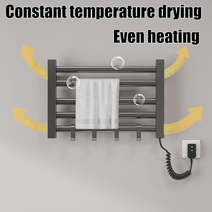 Wall Mounted Small Heated Towel Rack 5 Bar Energy-Saving Drying Rack Aluminum - Image 2