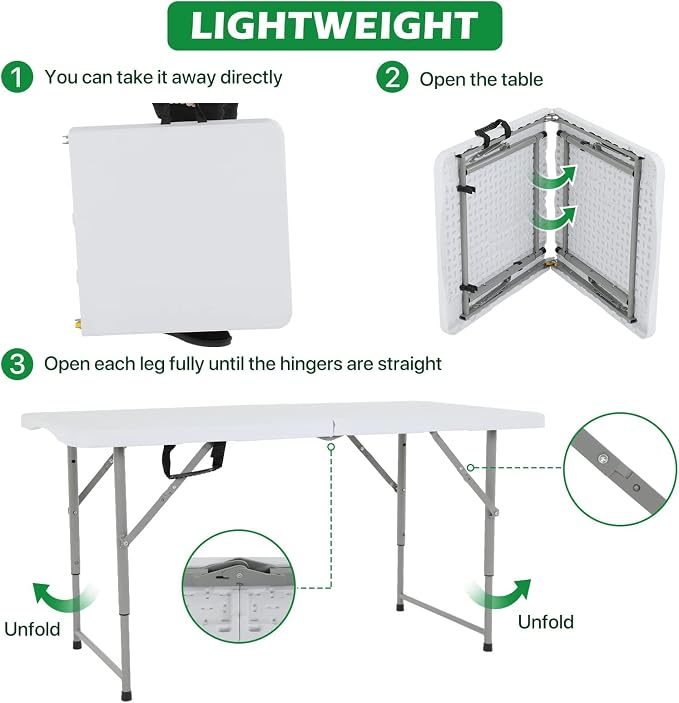 HKLGorg Folding Table, Heavy Duty Plastic Folding Utility Table Indoor Outdoor - Image 7
