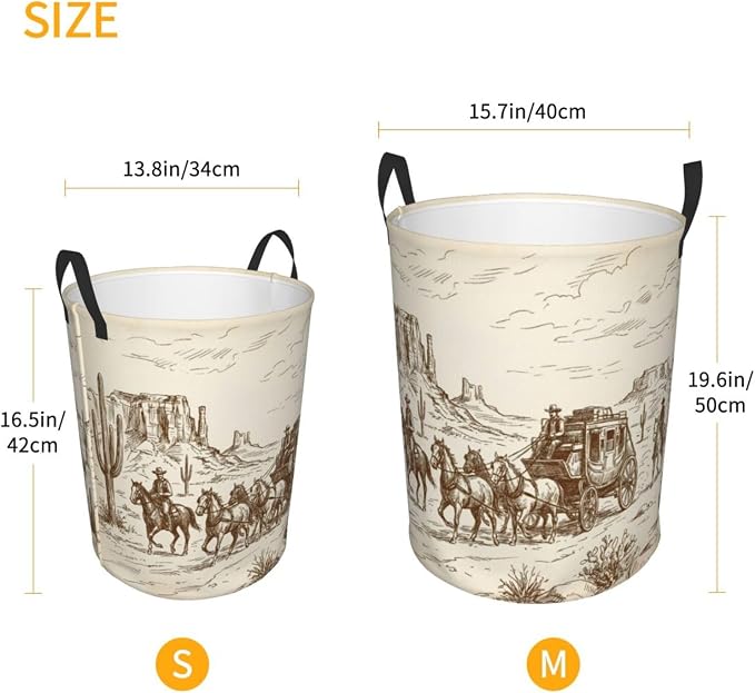 Western Desert Cowboy Laundry Hamper Bag - Image 4