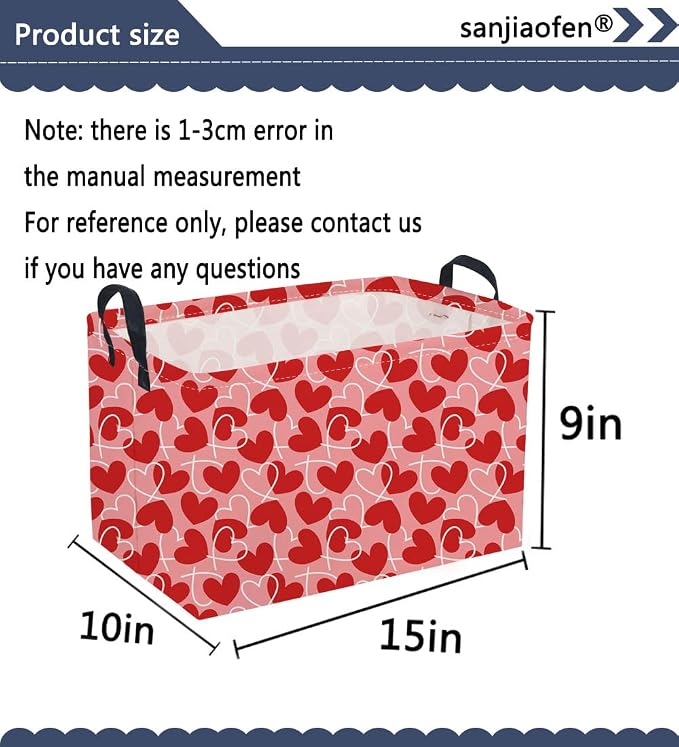Sanjiaofeng Rectangular Valentine's Day Basket Love Storage Bins, Girls Storage - Image 2