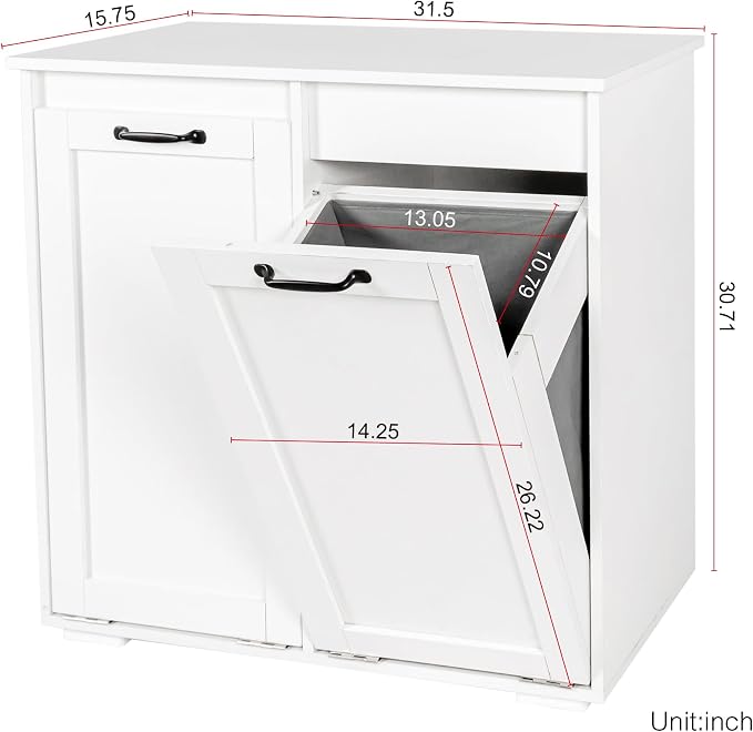 KEIKI Double Tilt Out Laundry Hamper Cabinet, - Image 2