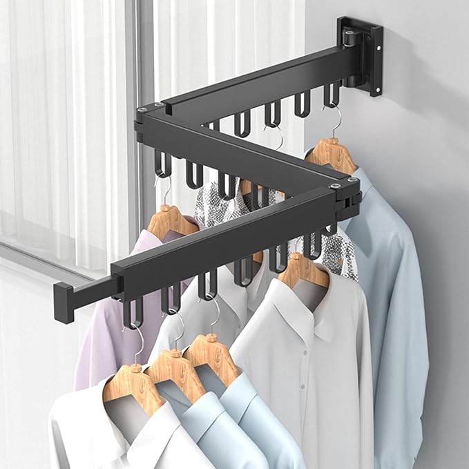 Clothes Drying Rack, Retractable Clothesline Plastic Folding Multi-Head Drying - Image 8