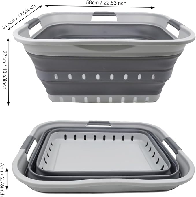SAMMART 42 Collapsible Plastic Laundry Basket, Foldable Pop Up Storage - Image 4