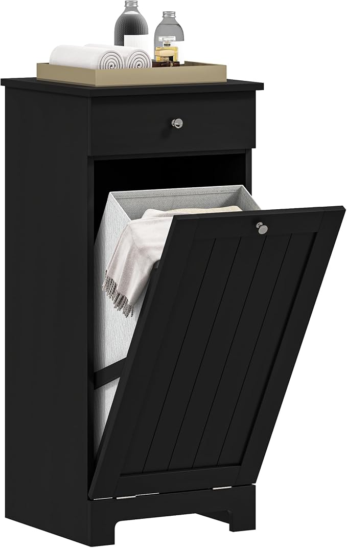 HOMCOM Laundry Cabinet with Removable Basket, Tilt Out Laundry Hamper with by HOMCOM