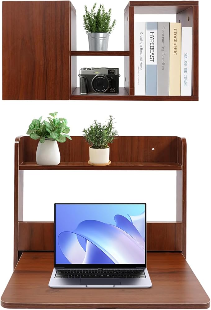 Wall Mounted Bookshelf Folding Table by Unknown