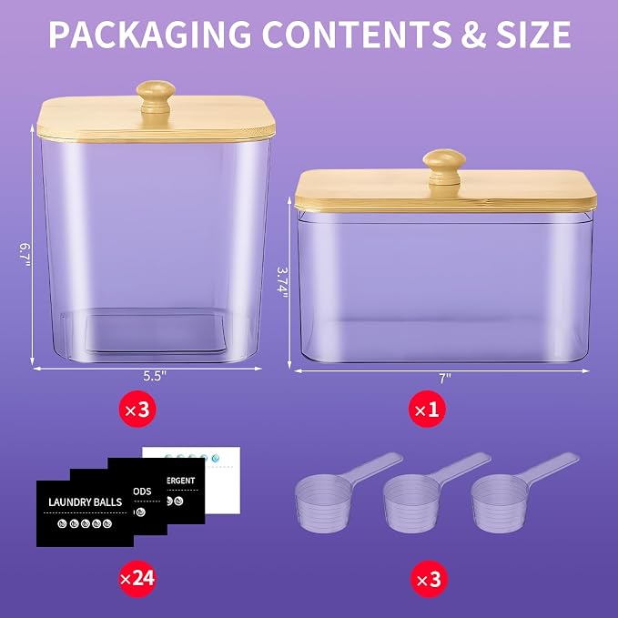 4-Pack Laundry Pods Container, Laundry Room Organization Containers, Large - Image 3