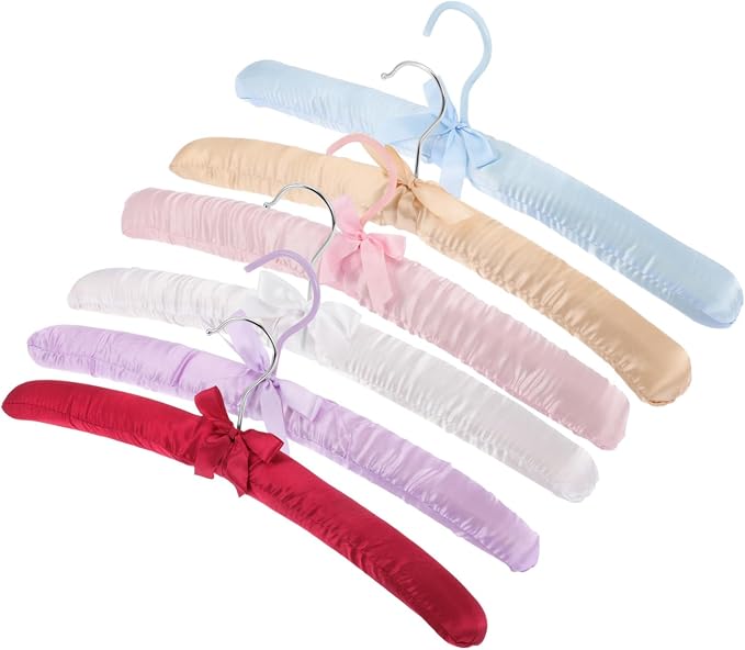 6pcs Padded Clothes Hangers Non-Slip Design Soft Satin Material by Outanaya