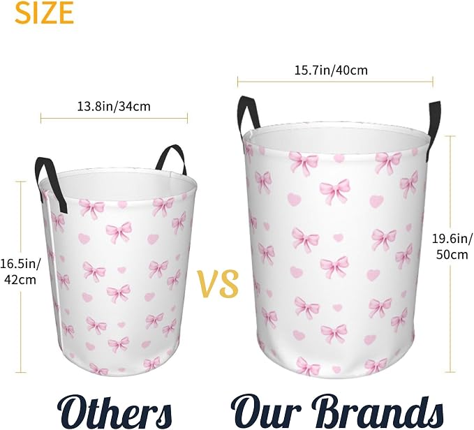 Cute Pink Bow Laundry Basket - Image 4