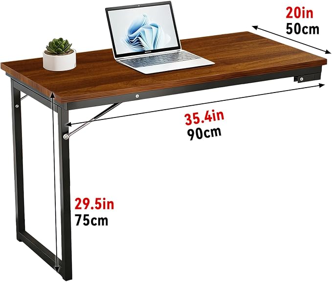 Wall Mounted Folding Table, Wood Dropdown Table - Image 2