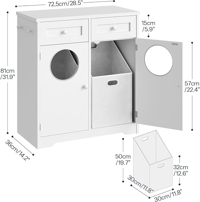 HOOBRO Double Laundry Hamper Cabinet, Hidden Laundry Cabinet - Image 3