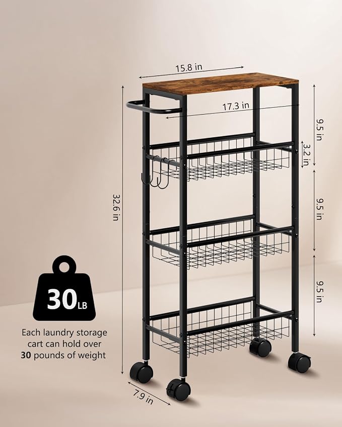 Rolling Utility Cart, 4-Tier Slim Narrow Storage Cart - Image 5