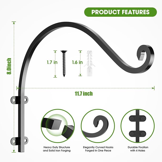 6Pack Heavy Duty Hanging Plant Hanger Hook - Image 2