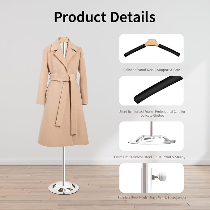Shirt Display Stand Adjustable Height 20-36" Mannequin Torso Foam-Padded - Image 5
