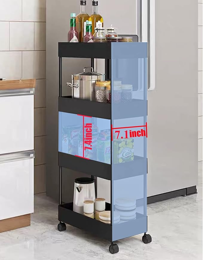 4 Tier Slim Rolling Utility Kitchen Cart Bathroom Organizer - Image 6