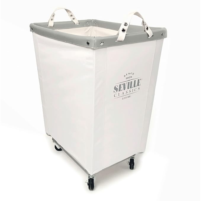 Seville Classics Large Commercial Heavy Duty Rolling Steel Frame Laundry Hamper - Image 2