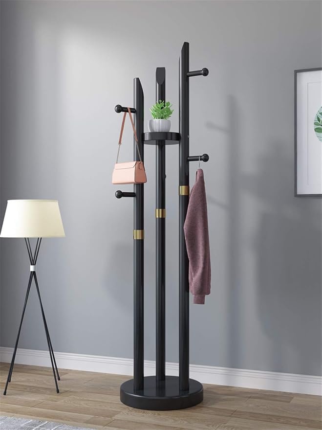 Mlaea Wood Coat Stand Rack, Floor-Standing Coat Rail - Image 3