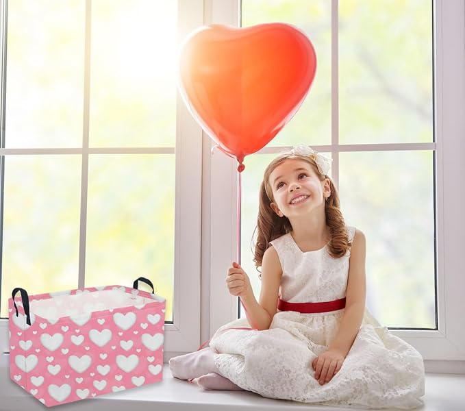 Sanjiaofeng Rectangular Valentine's Day Basket Love Storage Bins, Girls Storage - Image 3