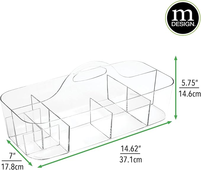 mDesign Plastic Divided Art and Craft Storage Organizer Caddy Tote Bin - Image 4