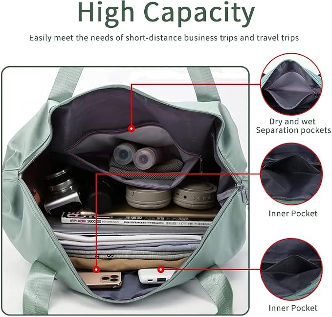 Large Capacity Foldable Travel Bag Expandable Portable Carry on Bag Dry&Wet - Image 5