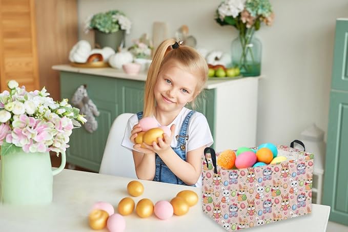 Sanjiaofeng Rectangular Easter Basket Eggs Storage Bins, Cute Storage Basket - Image 5
