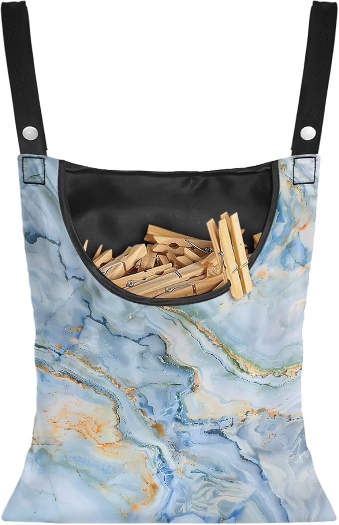 Marble Pin Collector Bag Reusable Clothespin Storage Organizer Wall Hanging by Psesaysky