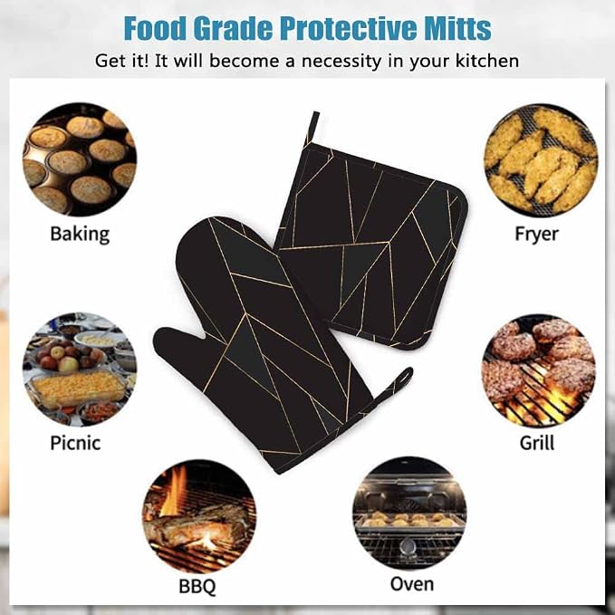 Mxocom Golden Line Polygonal Oven Mitt and Pot Holder - Image 7
