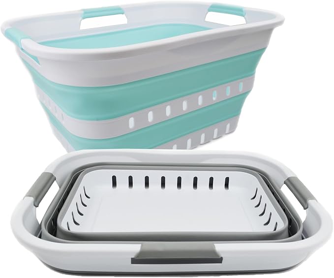 SAMMART Set of 2-30L Collapsible Plastic Laundry Basket - Image 2