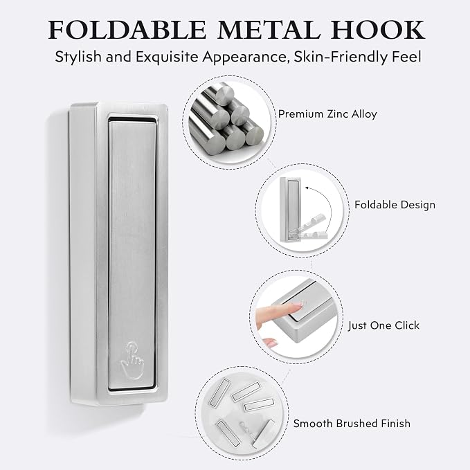 5PCS Heavy Duty Folding Coat Hooks - Image 5