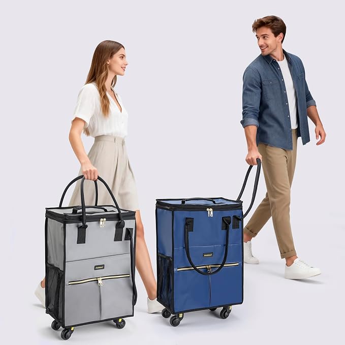 Reusable Grocery Bag on Wheels, Foldable Rolling Duffle Bag, Carry on Luggage - Image 6