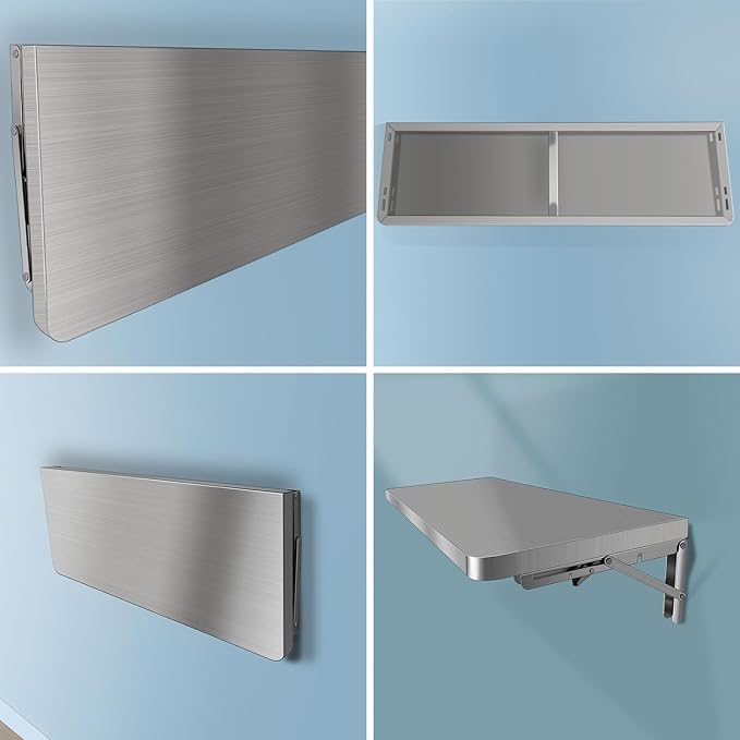 Stainless SteelWall Mounted Drop Leaf Table, Folding Wall Mounted Desk - Image 7