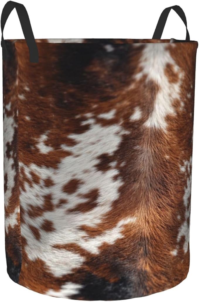Cow Fur Laundry Basket Storage Bin Foldable Laundry Hamper Clothes Storage - Image 2