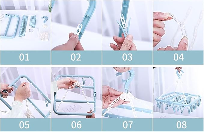 Clothes Pins, 360 Degree Rotating Clip Hanger Laundry Drying Rack - Image 7