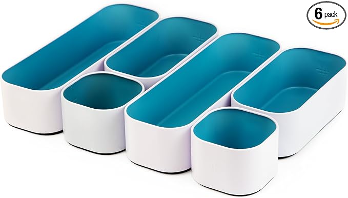 Three by Three Seattle 6 Piece Metal Stacking Bins + Drawer Organizers Set: by ThreebyThreeSeattle