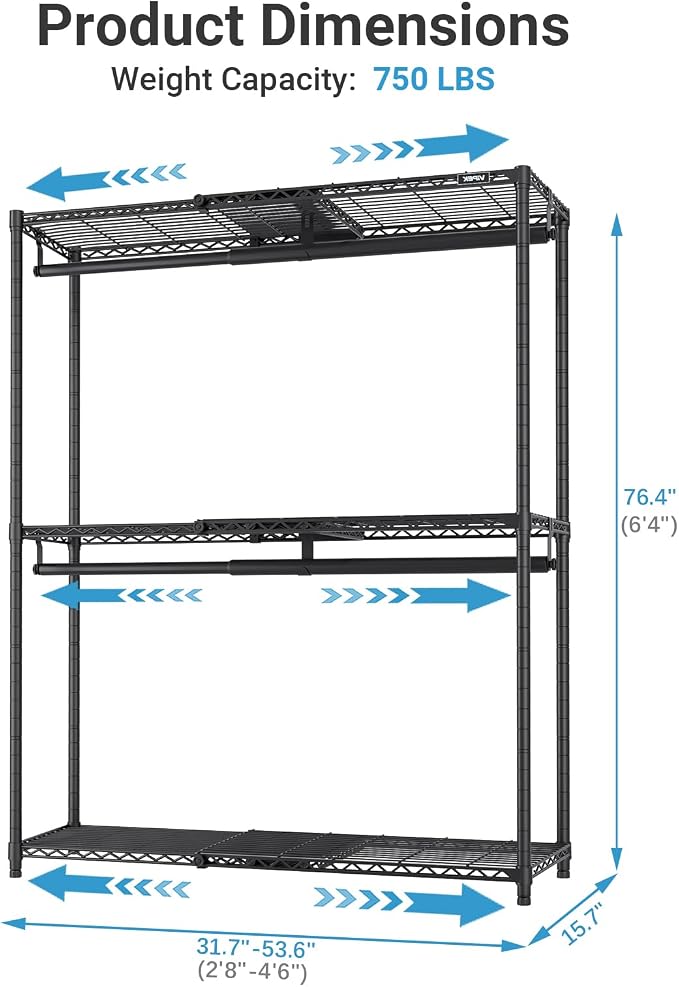 VIPEK X1 Plus Expandable Reach-in Closet Adjustable from 2'8" to 4'6" - Image 5