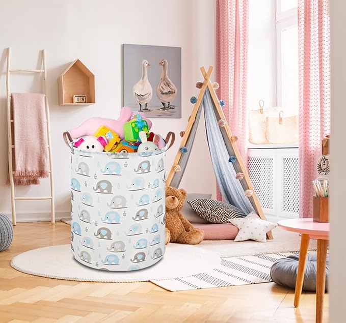 Laundry Hamper, Elephant laundry Basket, Nursery Hamper, Waterproof Storage Bin - Image 5