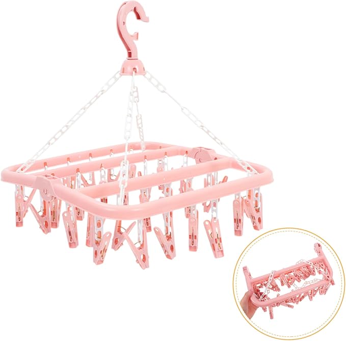 PRETYZOOM 2pcs Foldable Laundry Drying Rack Clips Hangers Clips - Image 8