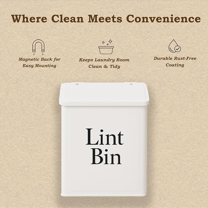 Magnetic Lint Bin for Laundry Room Organization & Storage, Wall-Mounted Dryer - Image 6