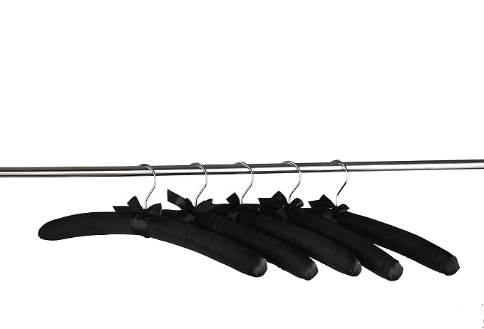 Black Satin Padded Sweater Hangers 10 Pack, Blouse Hanger - Image 5