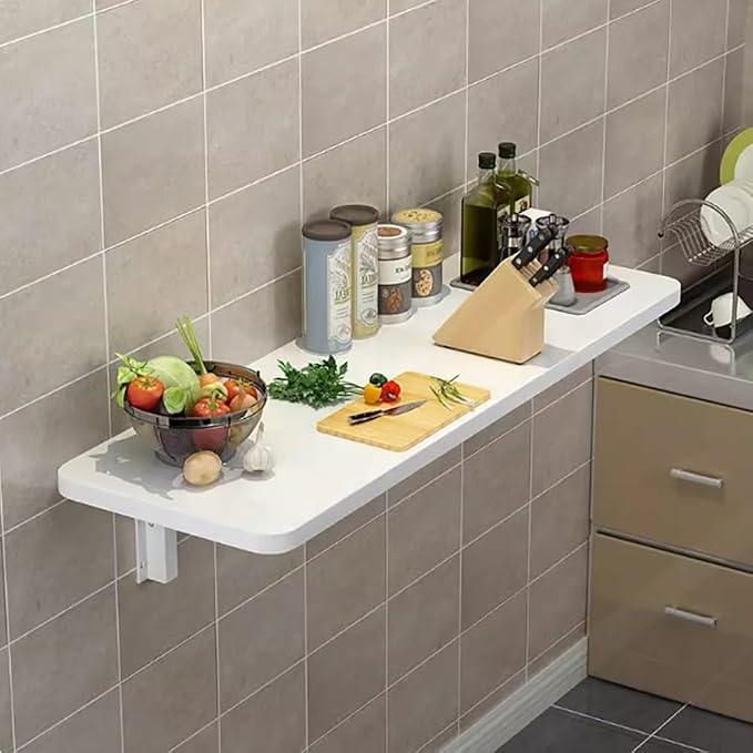 Wall Mounted Folding Table White Floating Desk Fold Down Table - Image 2