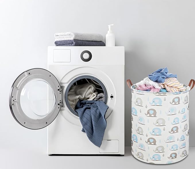 Laundry Hamper, Elephant laundry Basket, Nursery Hamper, Waterproof Storage Bin - Image 3