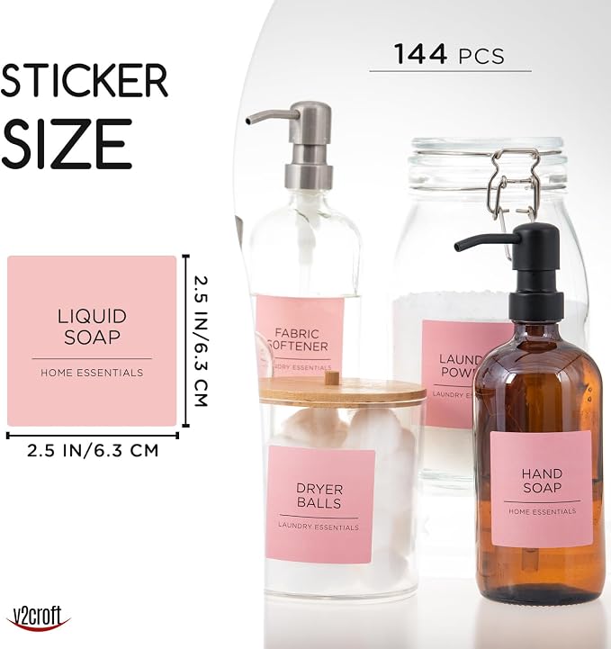 144 PCS Minimalist Laundry Room Labels Set, v2croft Water Resistant Stickers - Image 2