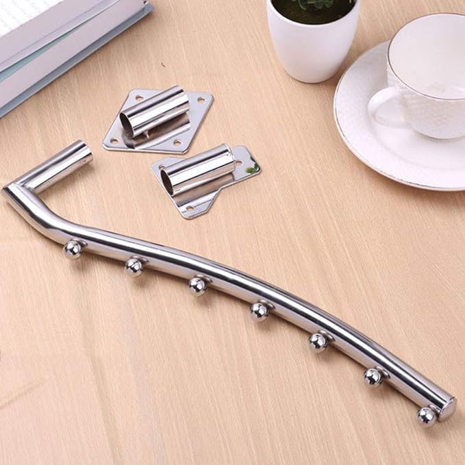 Space Saving Wall Mounted Clothes Rack, Stainless Steel, 7 Hooks, 40 CM - Image 7