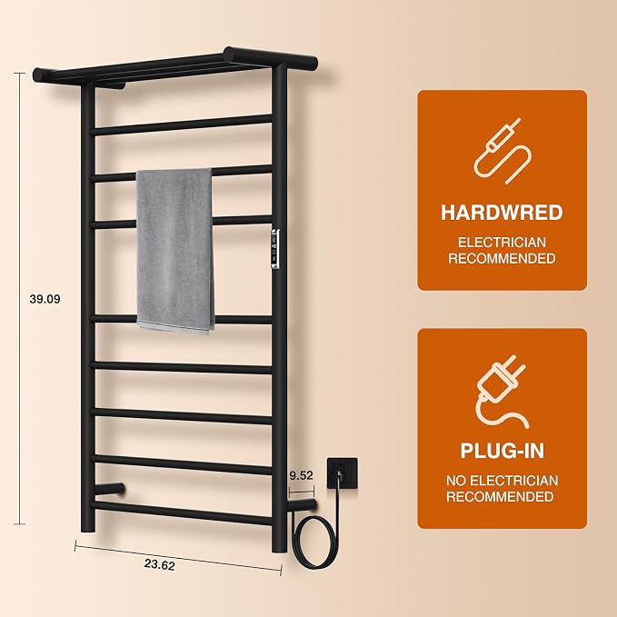 Towel Warmer Rack, 3+3+5 Bars Wall Mounted Towel Heater Towel Warmer - Image 5