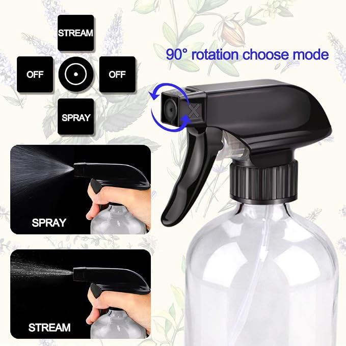Wedama Glass Spray Bottle, 2 Pack Clear 16 oz Glass Spray Bottles - Image 2
