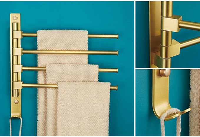 Swivel Towel Rack Bar Rails for Bathroom, Wall Mounted Folding Arm Swing Out - Image 2