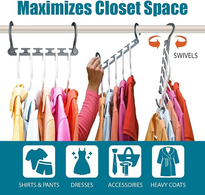 Wonder Hanger Max 10-Pack Space Saving Hangers, Reinforced Hooks Swivels 360° - Image 3