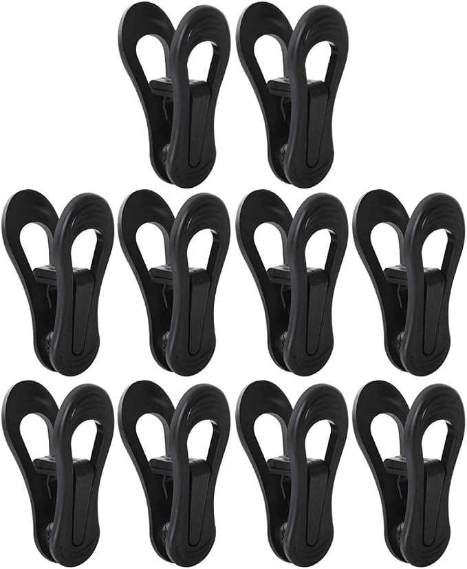 Toyvian 10pcs Black Plastic Hanger Clips Non-Slip Clothes Pegs Multi-Functional by Toyvian