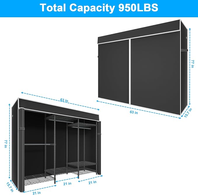 Ulif E13C Heavy Duty Closet Organizer System，Freestanding Clothing Racks - Image 2
